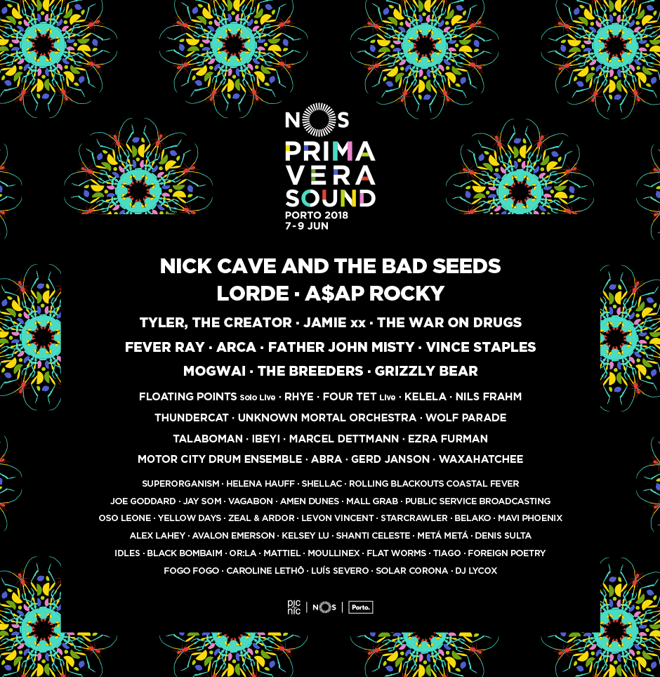 Nick Cave and The Bad Seeds, Lorde e A$AP Rocky encabeçam o cartaz do NOS Primavera Sound 2018