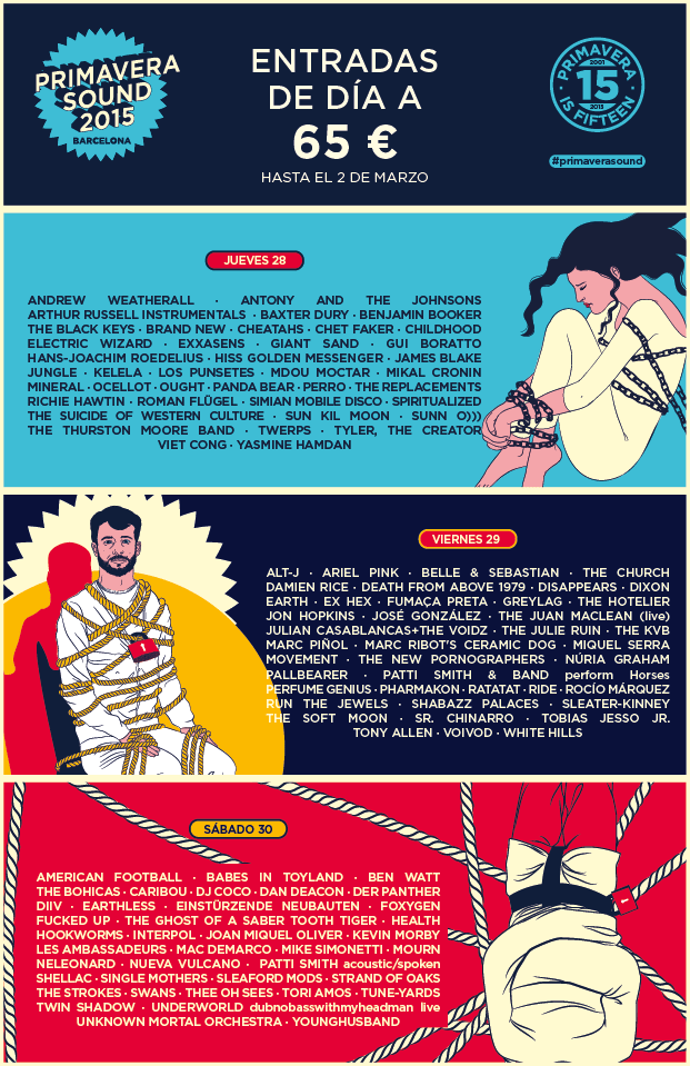 DAY TICKETS FOR PRIMAVERA SOUND 2015 IN BARCELONA