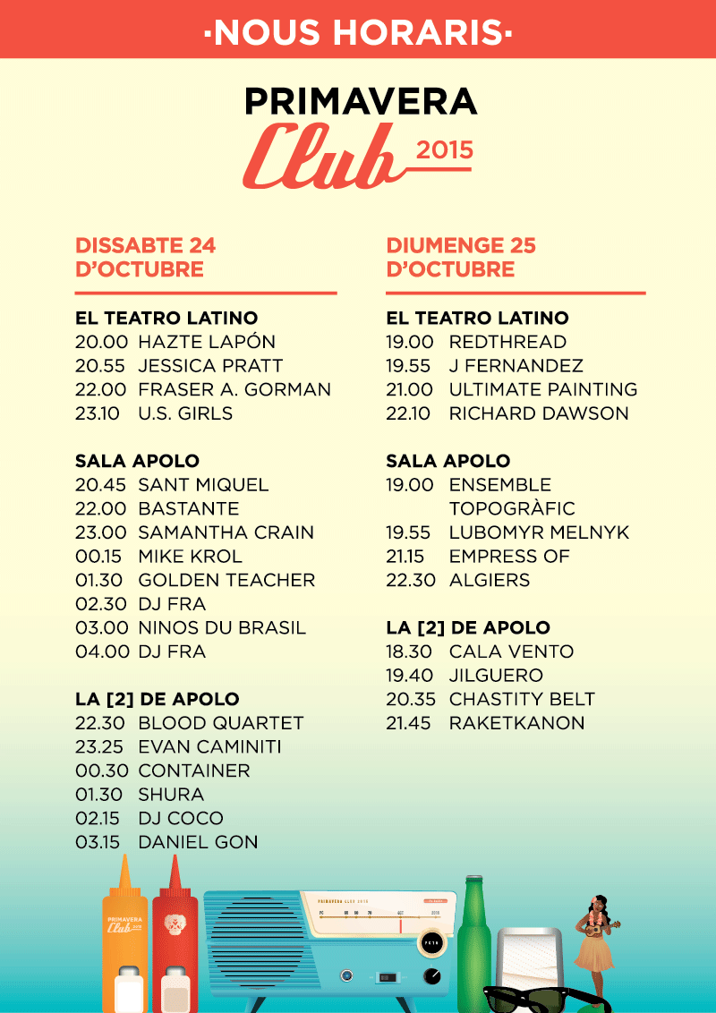 NEW PRIMAVERA CLUB CONCERT TIMETABLE
