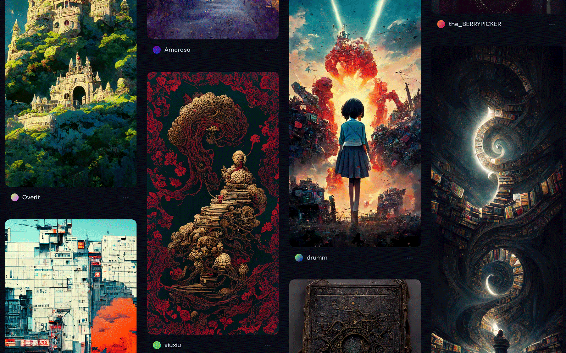 Ejemplos de ilustraciones creados con Midjourney.
